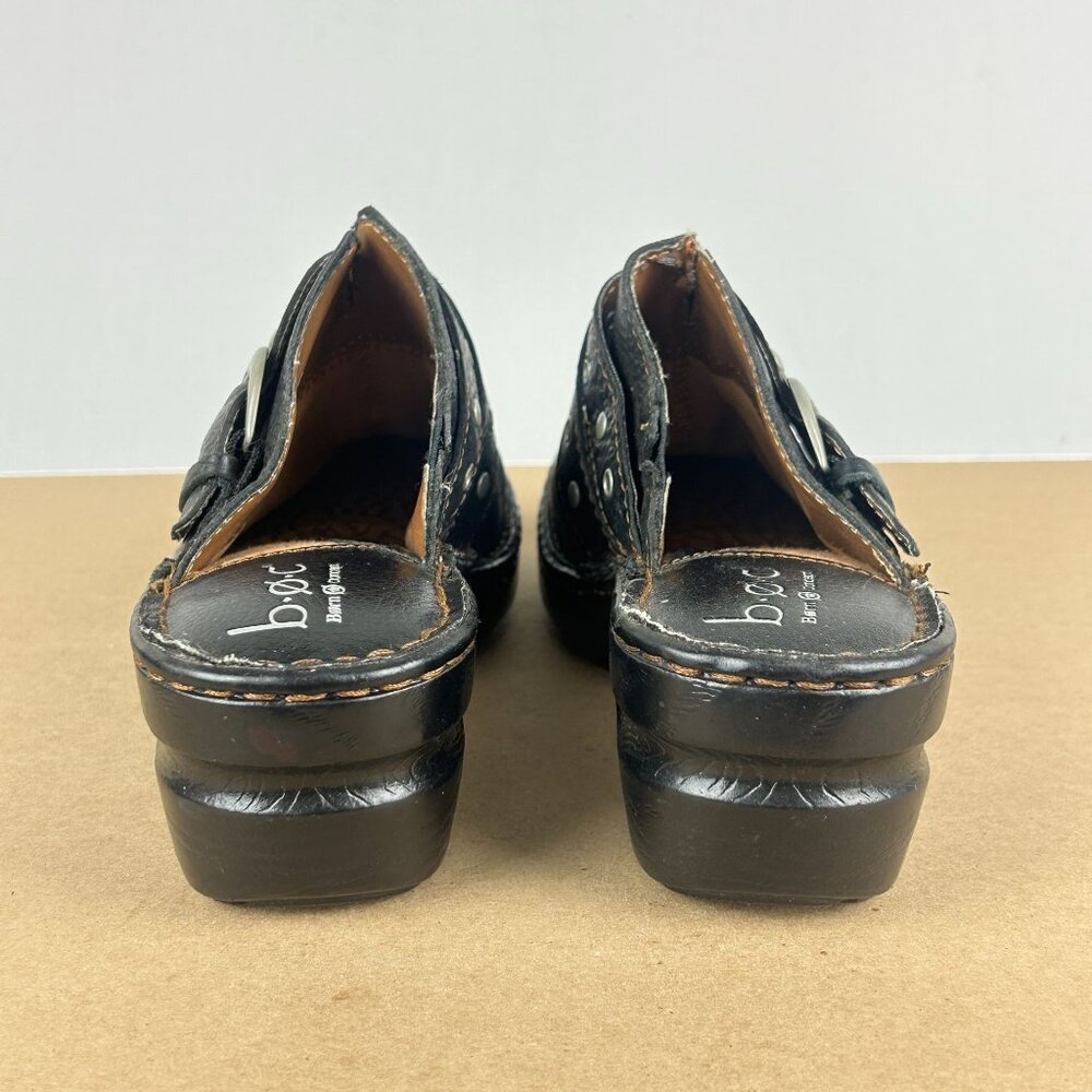 b.o.c. Born Concept Leather Mules Womens 8 Black Buckle Comfort Casual - Picture 4 of 10